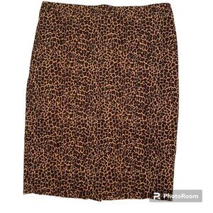 J. CREW SKIRT PENCIL STRAIGHT TAN BROWN BLACK LEOPARD ANIMAL PRINT SIZE 4